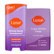 Lume Whole Body Deodorant And Soap - 2.6 Ounce Smooth Solid Stick With 72 Hour Odor Control and 5 Ounce Triple Milled Soap - Aluminum Free, Baking Soda Free and Skin Loving (Peony Rose)