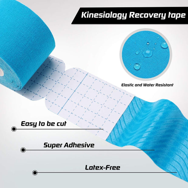 Kinesiology Tape Precut 3 Rolls, Athletic Sports Tape for Muscle Joints Support, 60 Strips for Knee Ankle Shoulder Wrist, Latex Free and Water Resistant, Pink