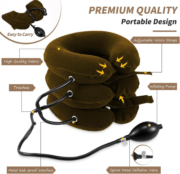 Neck Stretcher, Cervical Traction Device, Neck Traction Device, Neck Pain Relief, Adjustable Inflatable Neck Brace & Neck Stretcher Cervical Traction, Neck Decompression Home Use (Purple)