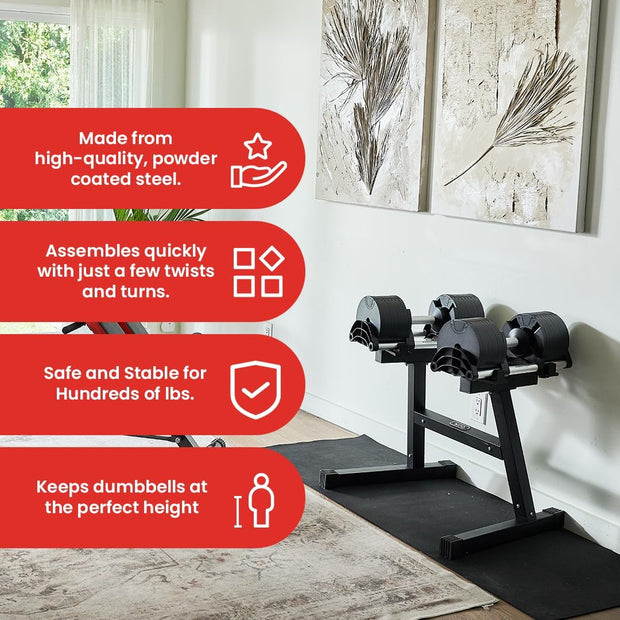 Nuobell Adjustable Dumbbell Stand and Rack. Perfect for Nuobell Adjustable Dumbbell Set. Safe, Convenient and Prevents Accidents. This is a Nuobell Dumbbells 80lb Rack / Stand Only, No Weights Included.