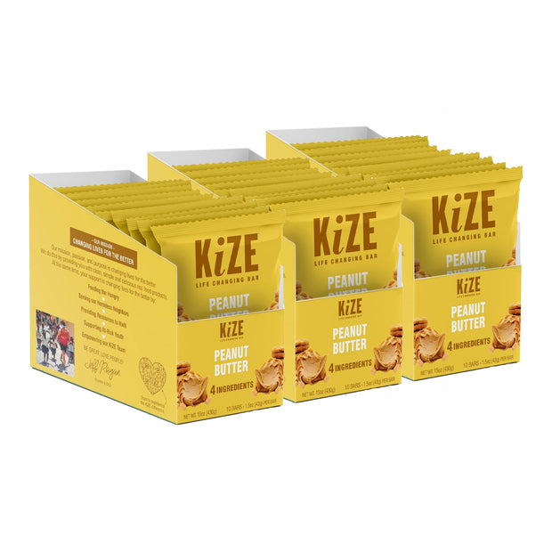 KiZE Energy Bars - Peanut Butter Honey - Gluten Free, Dairy Free, Non-GMO, and High Protein Meal Replacement Energy Bars, Clean and Simple Food Ingredients - 7g High Protein Snacks, (10 Count)