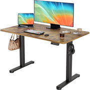 YDN Electric Standing Desk Adjustable Height, 40 x 24 Inches Stand up Desk with Cable Management, Home Office Desks with Splice Board & White Frame, White Top