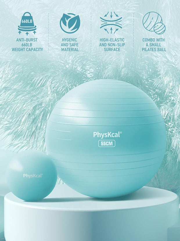 Yoga Ball for Exercise, Pilates Set, 4 Sizes Fitness Ball for Workout, Birthing, Pregnancy, Physical Therapy- Pump Included