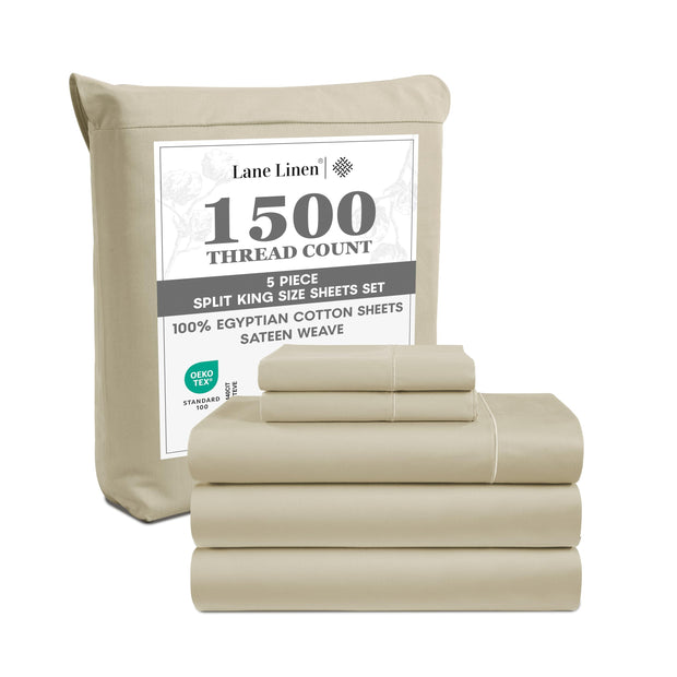 LANE LINEN 100% Egyptian Cotton White Sheets King Size - 1500 TC, 4 Pc - Luxury Sateen Weave Cotton King Size Sheets Set - 15" Extra Deep Pocket King Sheets Sets - White Bed Sheets