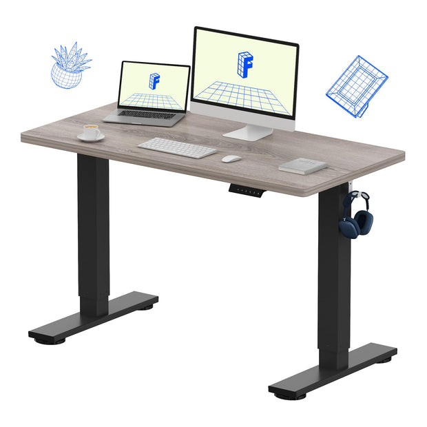 FLEXISPOT EN1 Whole-Piece Standing Desk, 48 x 24 Inches Height Adjustable Desk Stand up Desk Home Office Table for Computer Laptop (White Frame + Maple Desktop)