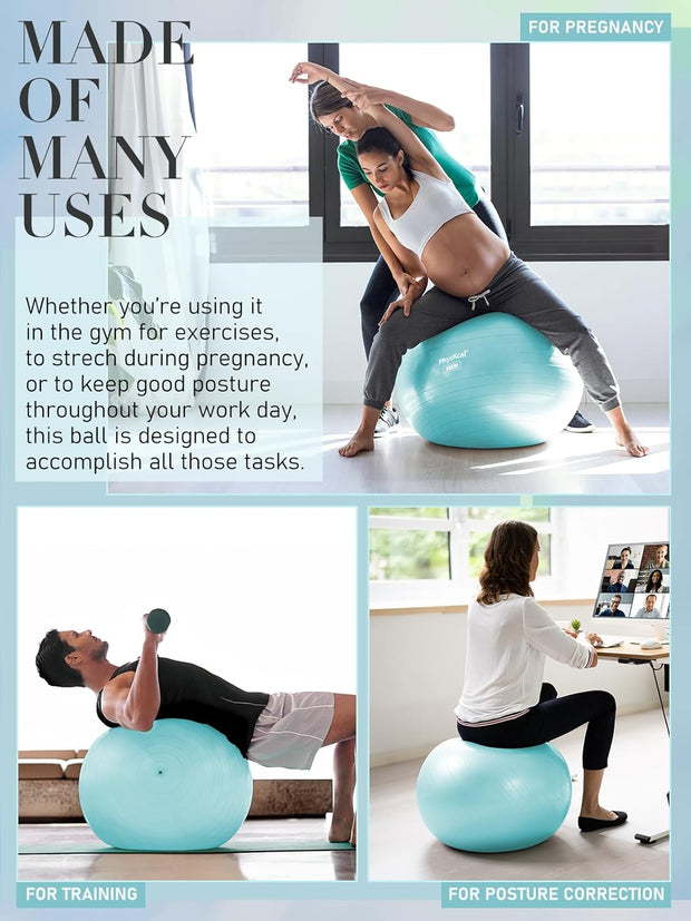 Yoga Ball for Exercise, Pilates Set, 4 Sizes Fitness Ball for Workout, Birthing, Pregnancy, Physical Therapy- Pump Included
