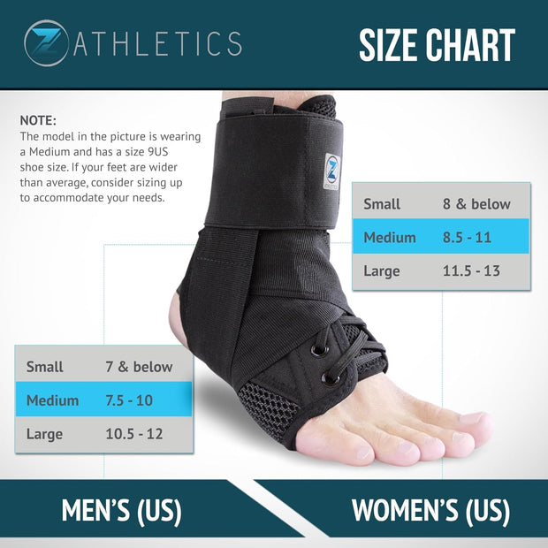 Z ATHLETICS Ankle Brace for Women & Men - Lace Up Adjustable Support with Side Stabilizers for Sprained Ankle, Achilles Tendonitis Relief | Basketball, Volleyball, Running & Sports Recovery