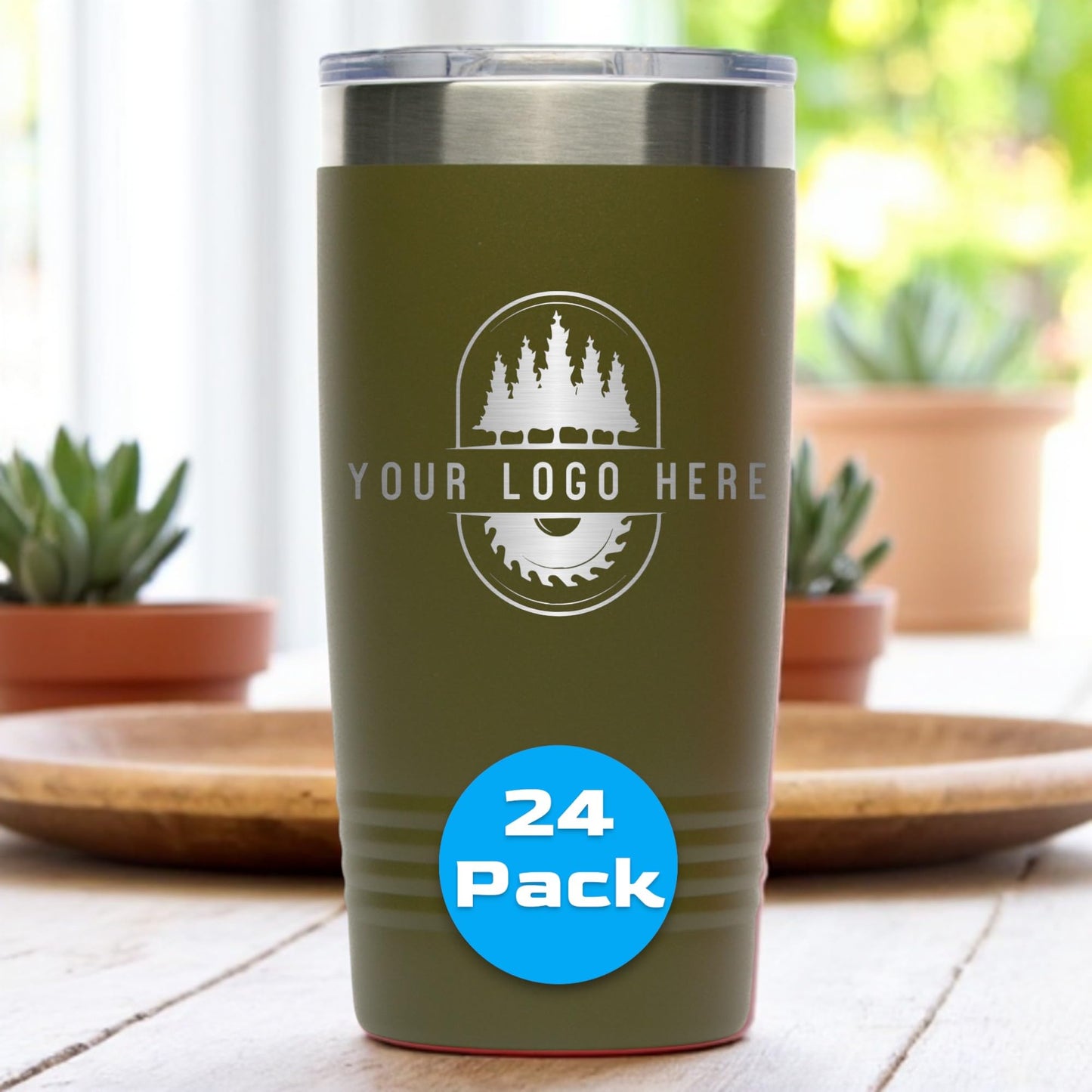20oz Stainless Steel Tumbler - Upload Your Logo, Custom Engraved, Double Wall Vacuum Insulated Travel Mug, Ideal for Corporate Gifts, Events, and Sports Teams