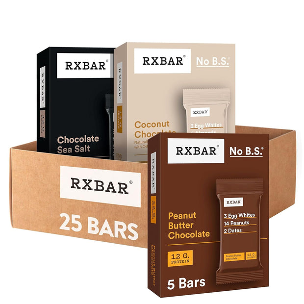 RXBAR Protein Bars, 12g Protein, Gluten Free Snacks, Chocolate Lovers Variety Pack (5 Boxes, 25 Count)