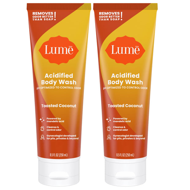 Lume Acidified Body Wash - 24 Hour Odor Control - Removes Odor Better than Soap - Moisturizing Formula - Formulated Without SLS or Parabens - OB/GYN Developed - 8.5 ounce (Clean Tangerine)