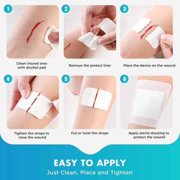 Sutures Butterfly Bandaids - 4 Pcs Laceration Closure Kit - Surgical Laceration Repair Without Sew - Quick Clot -Emergency Wound Closures Device (PU)