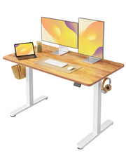 FEZIBO 44 x 24 Inches Standing Desk, Height Adjustable Electric Standing Desk, Stand up Table, Sit Stand Home Office Desk with Splice Board, Light Rustic Brown