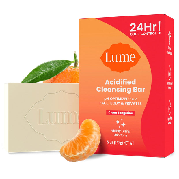 Lume Acidified Body Cleansing Bar - 24 Hour Odor Control - Removes Odor Better than Soap - Moisturizing Formula - Formulated Without SLS or Parabens - OB/GYN Developed - 5 ounce (Unscented)