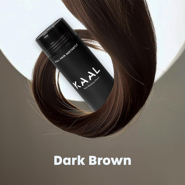 KAAL Hair Fibers | Hair Powder - (27.5g, Dark Brown), Refillable Bottle Hair Filler for Thinning Areas - For Men and Women