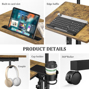 Small Standing Desk with Wheels, Mobile Stand Up Desk, Portable Standing Table on Wheels for Walking Pad, Rolling Computer Desk Adjustable Height, Tall Table