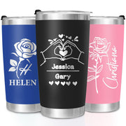 Personalized Tumbler with Engraved Name - Personalized Fathers Day Cup Gifts - Custom Stainless Steel 20 Oz Coffee Tumbler with Lid - Custom Birthday Gifts for Dad Husband