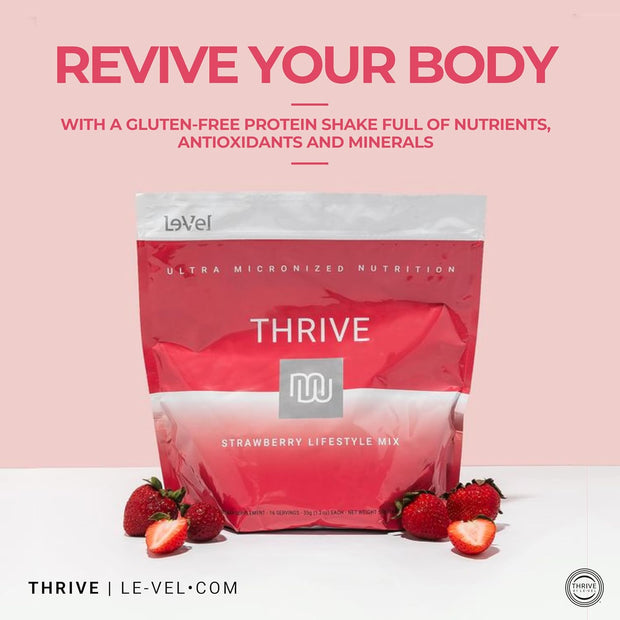 Thrive Protein Shake | 16 Packets (35g Each) | Gluten-Free, Pea Protein, Probiotics, Fiber & Digestive Enzymes | Supports Lean Muscle (16 Packets (Single Servings), Strawberry)