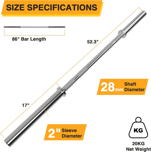 THUNDERBAY 7ft Olympic Bar for Weightlifting and Power Lifting, 2 Inch Barbell Bar 700LBS Weight Capacity for Squats, Deadlifts, Presses, Rows and Curls