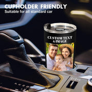 Personalized Coffee Tumbler with Pictures Text Logo Name, Custom Stainless Steel Tumbler with Lid and Straw, Coffee Travel Mug Cups, 20oz Personalized Birthday Gifts for Women Men Office