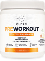 Ultra Clean Stim Free Pump Pre Workout + Nitric Oxide Booster (Fruit Punch) Beetroot, 7G Arginine Citrulline Malate, Betaine, Beta A, ACV+ - Sugar/Caffeine Free Natural Non Stim Preworkout Men & Women