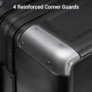 LEVEL8 Zipperless Checked Luggage with Aluminum Frame, Upgraded Medium Hardside Suitcase with Spinner Wheels, Metal Travel Luggage with Double Tsa Locks, 24 Inch, Black