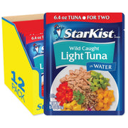 StarKist Chunk Light Tuna in Water, 2.6 oz Pouch (10 Pack) Ready to Eat Wild Caught Tuna, 17g Protein, 70 Calories Per Serving, Gluten Free, Soy Free, Kosher, Perfect for Salads, Keto Meals and Snacks