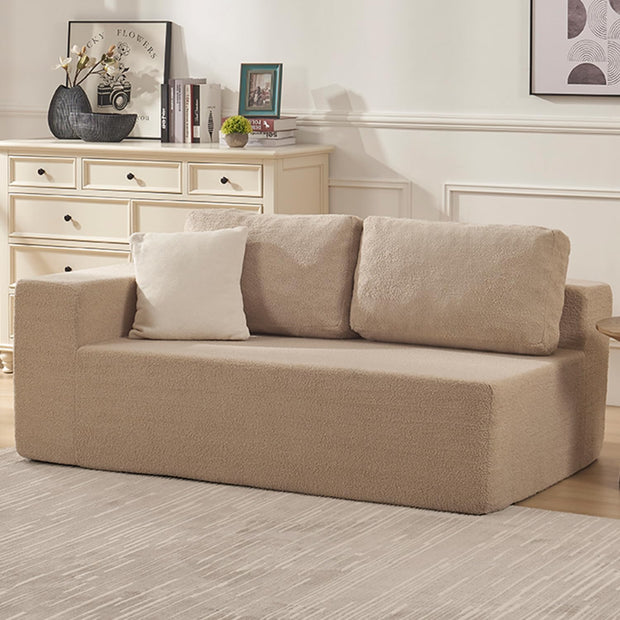 106" Cloud Sectional Couch, Left/Right Facing Convertible Sofa with Deep Seat, L-Shape Modular Upholstered Foam Couch for Living Room Bedroom, No Assembly Required (Corduroy Fabric, Beige)