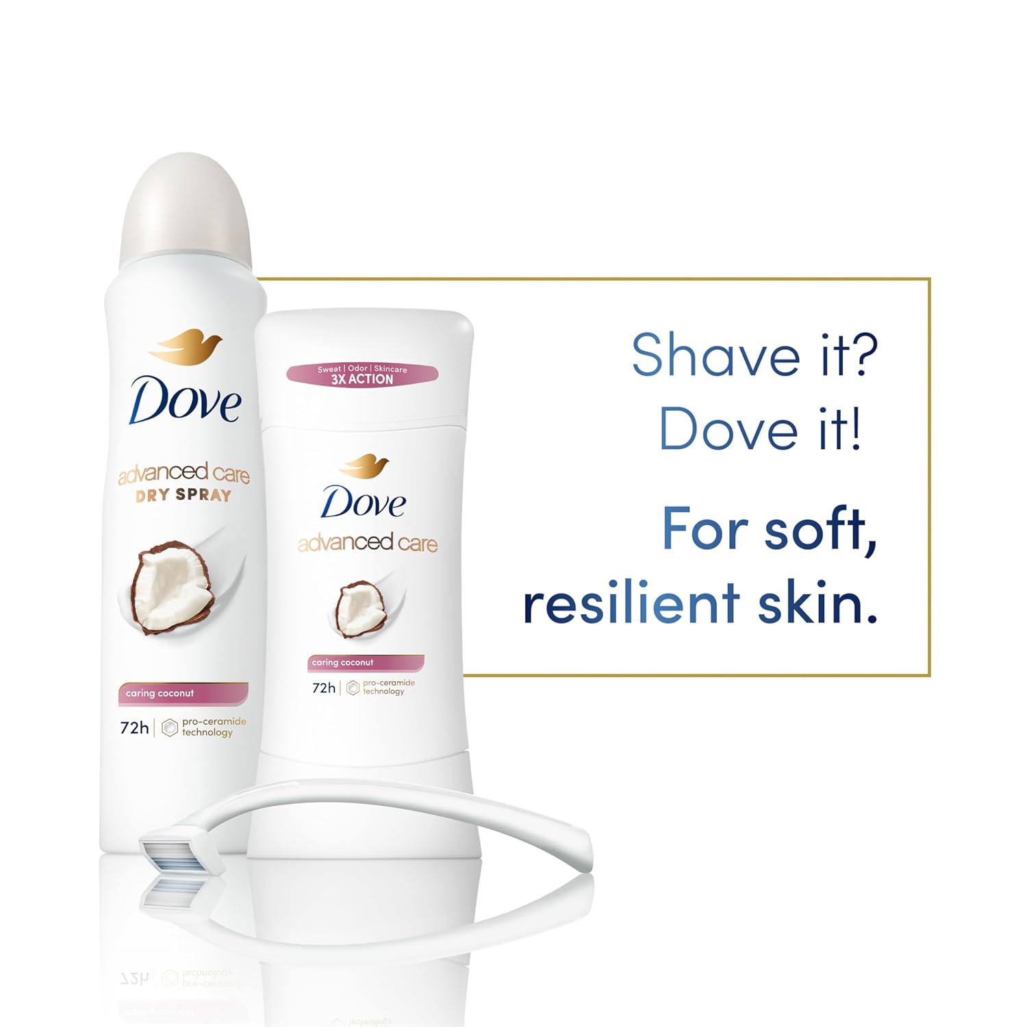 Dove Advanced Care Antiperspirant Caring Coconut, 2 Count Deodorant Stick for Women, for 48 Hour Protection And Soft And Comfortable Underarms, 2.6 oz