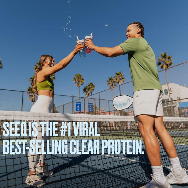 SEEQ Clear Protein Powder Sample Pack - 18 On-The-Go Sticks - 22g Clear Whey Protein Isolate - Zero Sugar - 0g Lactose - Allergen Friendly - GLP1 Support - Bone Health - Post Workout Recovery