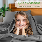 LBRO2M Cooling Bed Sheet 100% Viscose Derived from Bamboo Sheet Set 4 Piece,Fit Up to 16" Deep Mattress, 1800 TC Sheet Super Soft Silky Smooth,Breathable Cool Bedding (King Dark Gray)
