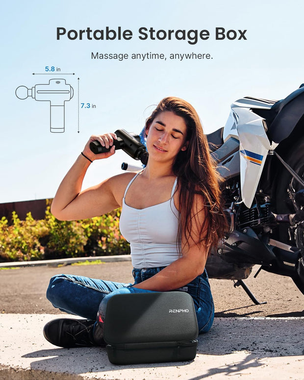 RENPHO Massage Gun Deep Tissue with Heat and Cold Head, Handheld Muscle Massager Therapy with Carry Case, Percussion Body Masajeador for Men Women Athletes Back Upgrade, Active Thermacool