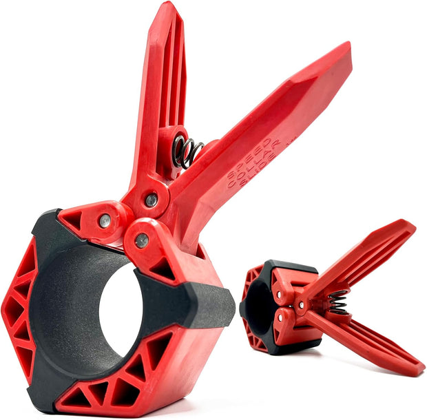 Next Gen Barbell Clips for crossfitters, Max Weight Capacity, Optimized Bar Locks for Olympic & Power Lifting (Red, Set of 2 Clamps)