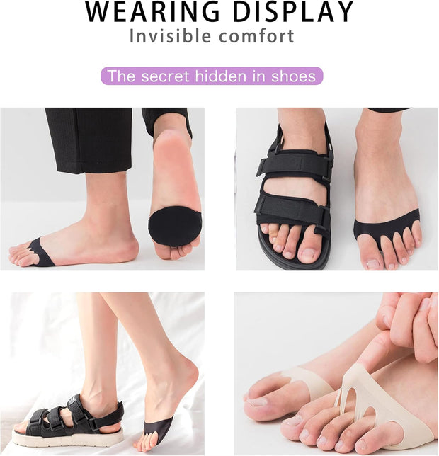 Ball of Foot Cushions (5 Pairs) - Metatarsal Pads for Women & Men, Soft Forefoot Pads for Ball of Feet, Reusable, Breathable, Prevent Pain & Discomfort