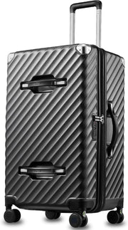 LUGGEX Trunk Luggage, Large Suitcases with Shock-Absorbing Spinner Wheels, Deep Capacity Expandable Hard Shell Suitcase 28 Inch, Charcoal Metallic, 92.2L