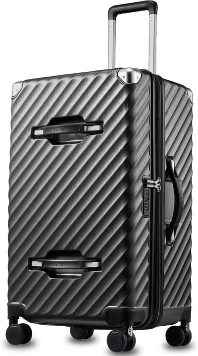 LUGGEX Trunk Luggage, Large Suitcases with Shock-Absorbing Spinner Wheels, Deep Capacity Expandable Hard Shell Suitcase 28 Inch, Charcoal Metallic, 92.2L