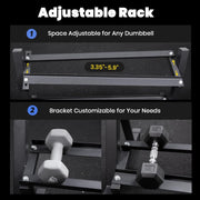 LIONSCOOL Adjustable 4-Tier Dumbbell Rack Stand - Heavy Duty 1000LBS Weight Storage for Dumbbells, Kettlebells | Home Gym Equipment Organizer