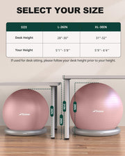 Trideer Exercise Yoga Ball Chair with Base for Home Office Desk, Stability & Fitness Ball Seat to Relieve Back Pain, Home Gym Workout for Abs, Pregnancy Ball with Pump