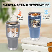 Personalized Tumbler with Picture Text, Custom Photo Coffee Tumbler 30oz Insulated Stainless Steel Custom Mug Cup Gift for Dad Mom Women Men Mothers Day Birthday Anniversary Christmas