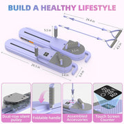 Pilates Board with Auto-Rebound Resistance, Home Gym Core Trainer & Full-Body Reformer Equipment, Professional Pilates Reformer for Women-Purple