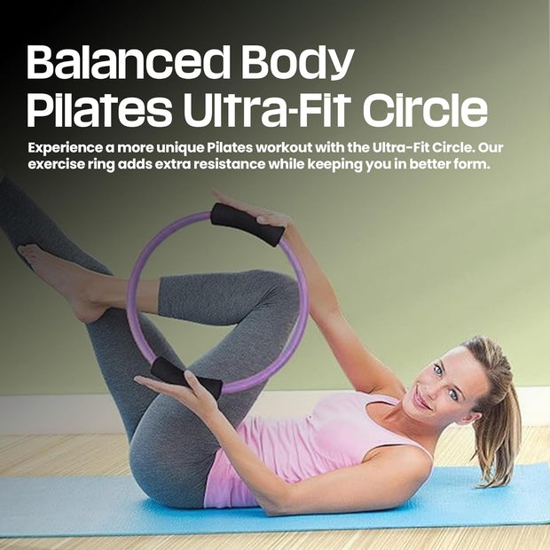 Premium Pilates Ring Fitness Circle - Lightweight Durable Foam Padded Handles, Flexible Resistance Exercise Equipment for Toning Arms, Thighs, Legs & Core
