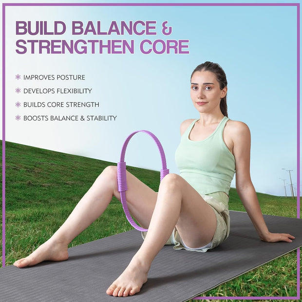 Pilates Ring Fitness Circle, 13.5" Magic Circle Ring for Women, Flexible Resistance Exercise Equipment for Toning Thighs, Legs, Arms & Core