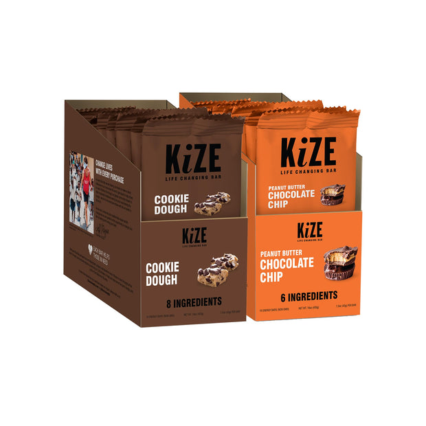 KiZE Energy Bars - Best Sellers Variety Pack - Gluten Free, Dairy Free Options, Non-GMO, and High Protein Meal Replacement Energy Bars, Clean and Simple Food Ingredients - 7-10g High Protein Snacks, (10 Count)