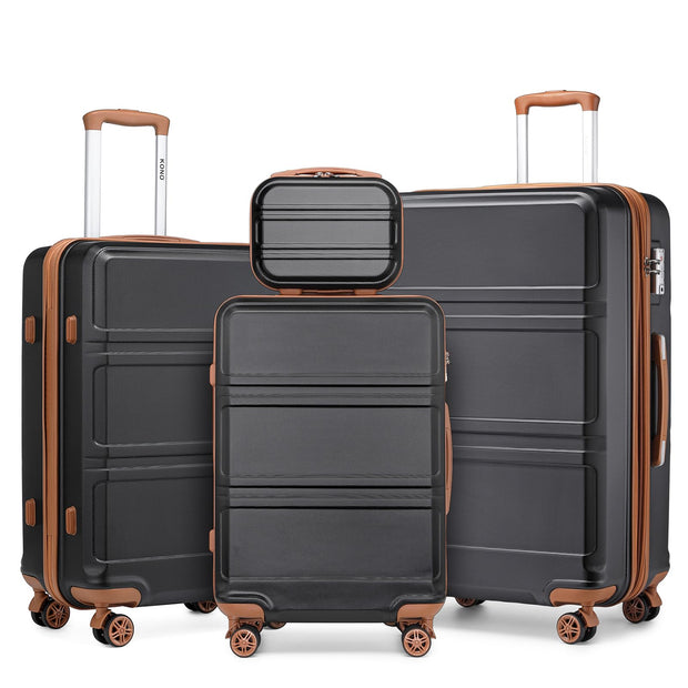 Kono 3 Piece Luggage Sets Expandable(only 28") Lightweight with Spinner Wheels TSA Lock Hardside Travel Rolling Suitcases 20in 24in 28in Carry on Pink