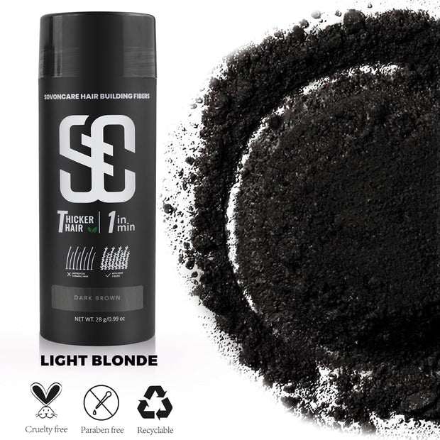 SOVONCARE Hair Fibers for Thinning Hair Dark Brown, Hair Building Fibers for Bald Spots Undetectable & Natural, Conceals Hair Loss, Fill In Fine Hair Powder Hair Thicker Instantly for Women & Men 28g