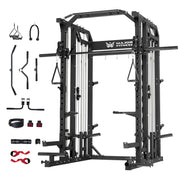 Major Fitness Drone2 Smith△ Machine – All-in-One Home Gym Squat Rack with Weight Bar, Dual LAT Pull-Down Systems & Cable Crossover Machine for Full-Body Workouts