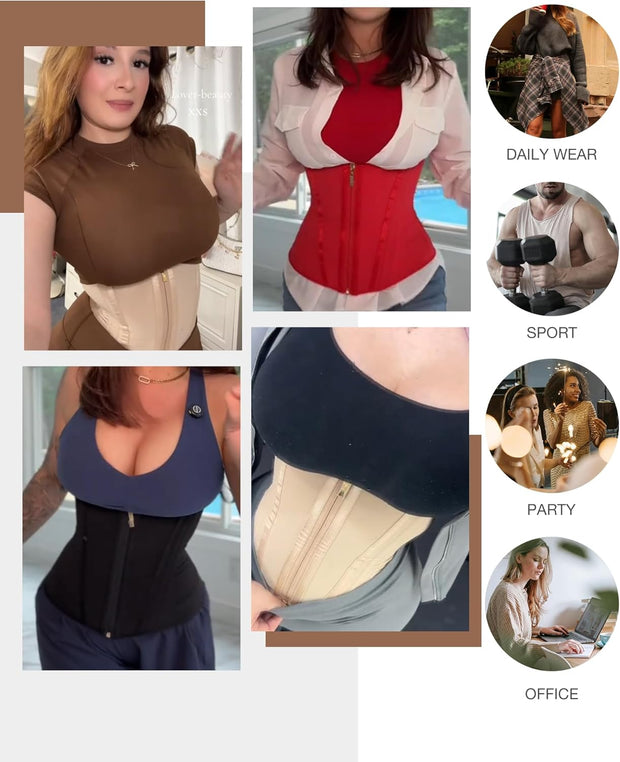 Lover-Beauty Waist Trainer for Women Tummy Control Workout Waist Cincher Corset Shapewear Body Shaper Zipper and Hooks