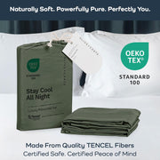 Olive + Crate Tencel Eucalyptus Pillowcases - 100% Tencel Lyocell Cooling Pillow Cases for Hot Sleepers - Hypoallergenic, Moisture-Wicking, Silk Alternative, Vegan - King Size Set of 2 [Moss]
