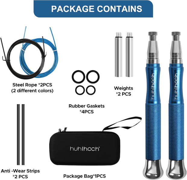 Speed Weighted Jump Rope with Secure Lock Mechanism, 360° Smooth Swivel, Non-Slip Matte Textured Handles, Features 2 Performance Cords for Effective Fitness Workouts