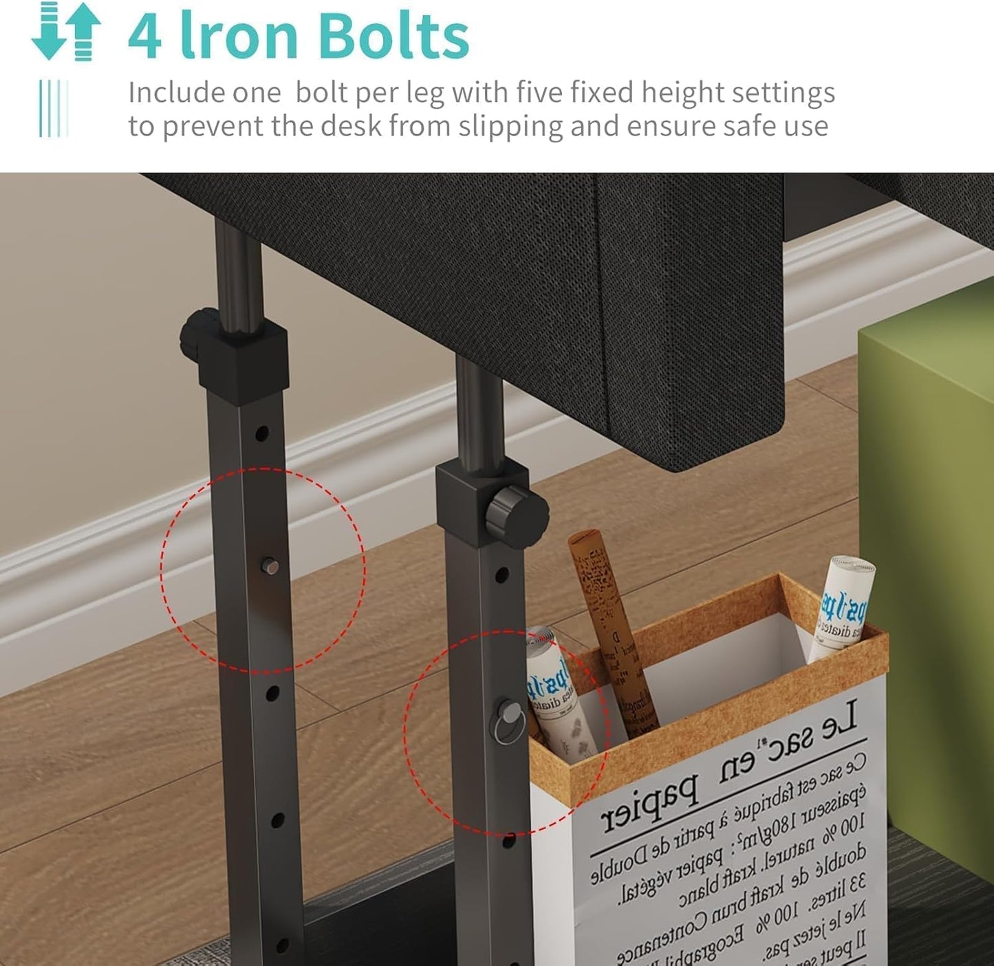 Small Portable Rolling Standing Desk - 32 Inch Adjustable Mobile Teacher Stand Up Desks with 2 Fabric Drawers on Wheels for Classroom, Couch Sofa Side Laptop Table with Storage for Home Office, Black
