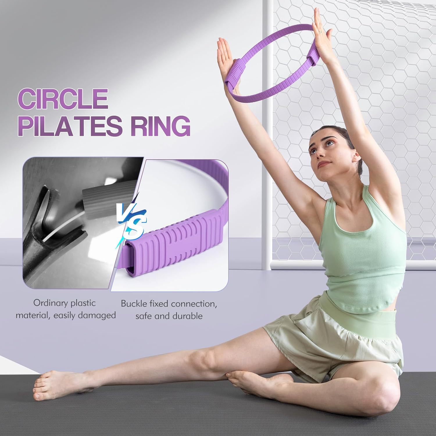 Pilates Ring Fitness Circle, 13.5" Magic Circle Ring for Women, Flexible Resistance Exercise Equipment for Toning Thighs, Legs, Arms & Core